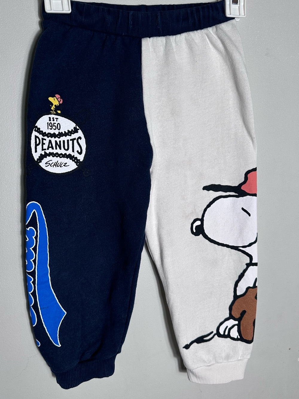 Peanuts x Zara Kids Navy and White Snoopy Two-Tone Sweatpants